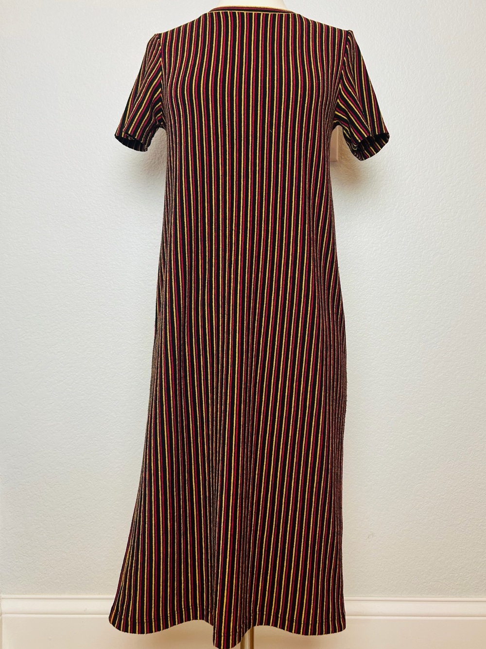 Zara Trafaluc Dress Women's S Black Multicolor Striped Midi Bodycon Pull Over